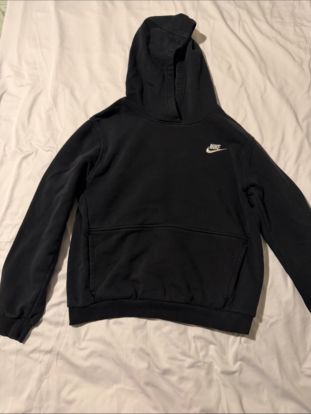 Nike Black Kids Pullover Hoodie with White Swoosh